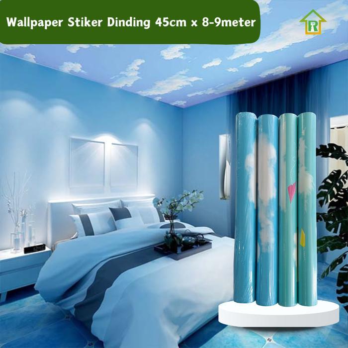 Wallpaper Dinding Motif Awan Ukuran L 45cm x P 8-9m Dekorasi Plafon dan Ruang Kamar plafon kamar