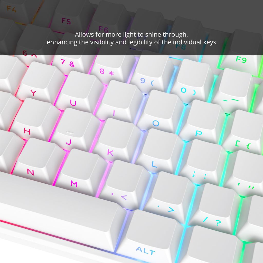 134 Keys White Double Shot PBT Keycaps Cherry Profile Side Printed RGB Backlit Keycaps for MX