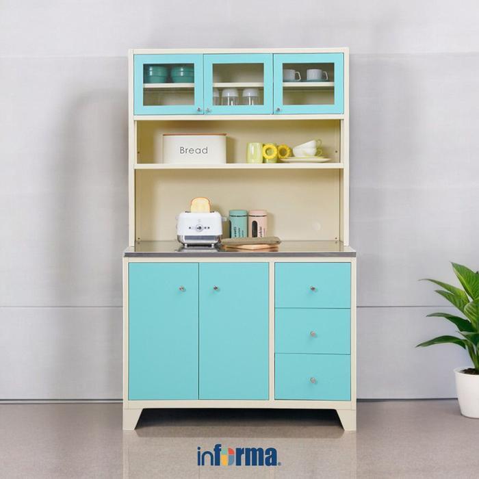 Informa Lennox Kabinet Dapur Metal - Biru Rak Penyimpanan Lemari Piring Meja Dapur Tempat Alat Masak