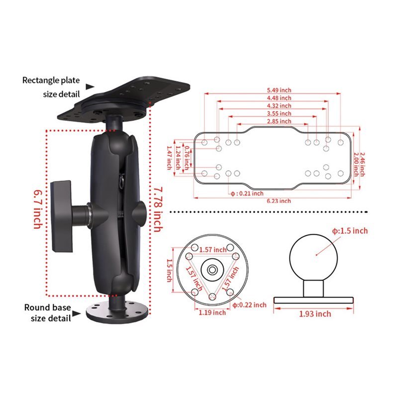 Dropship-Fishfinder Aluminum Alloy Fish Finder Mount Base 360 Degree Rotation For Garmin Lowrance