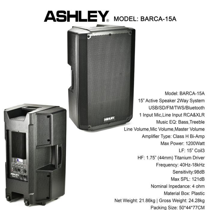 Speaker Aktif Ashley Barca 15A Original Bluetooth TWS Speaker 15 Inch