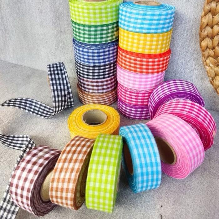 Pita Kain Kotak ukuran 1" (2,5 cm) - Pita Kotak - Pita Kain Kotak