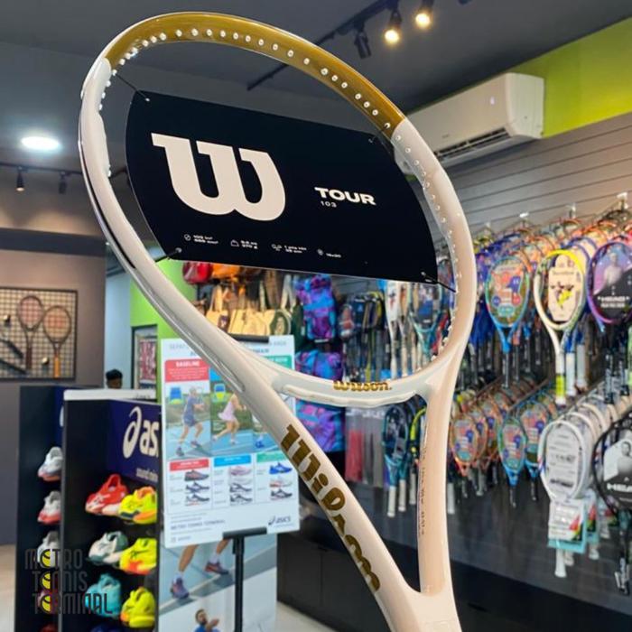Wilson Tour 103 White Gold Tennis Racket ( Raket Tenis Pemula Wilson )