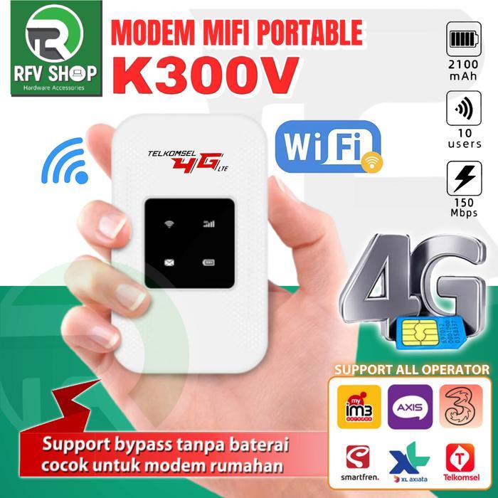 Modem Mifi Portable K300 WiFi 4G LTE Support All Operator Bypass