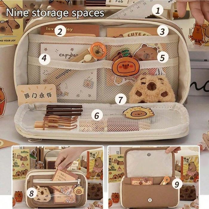 [COD] Tempat Pensil Capybara Aesthetic Korea Tempat Pensil Kapasitas Besar Kotak Pensil