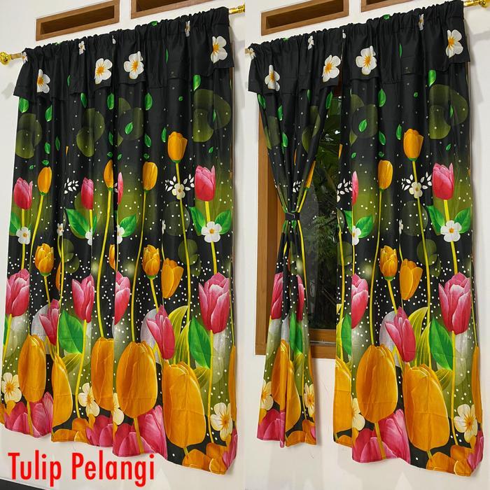 Gorden motif Tulip Pelangi Elegan serut