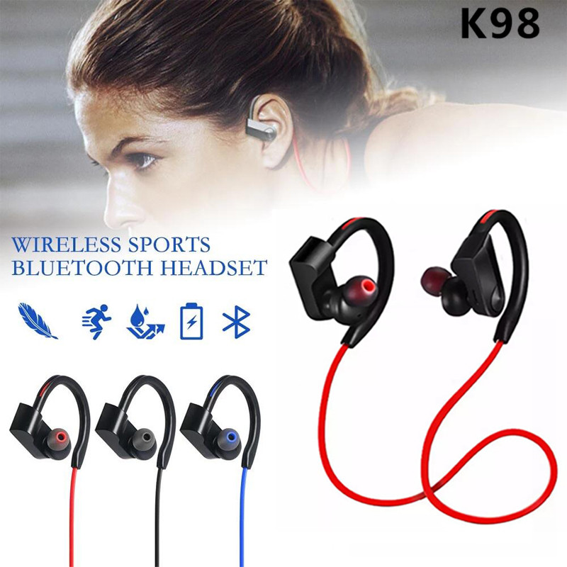 K98 Wireless Earphone Headphones Waterproof Sport Headset Stereo Bass Earbuds With Microphone For