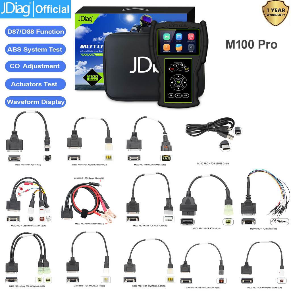 JDiag M100 Motorcycle Handheld ScannerMultilingual Diagnostic Tool Universal 2 in 1 Scanner Motor Sc