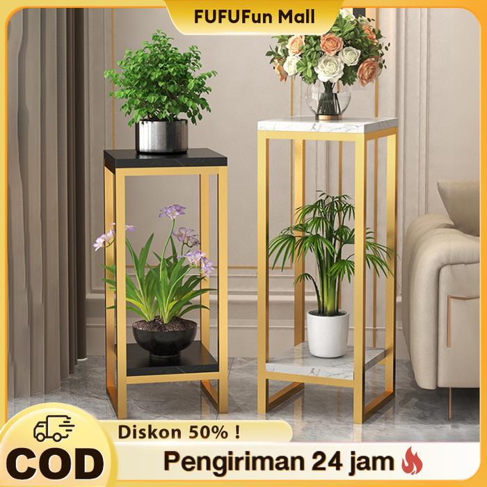 FUFU Rak Pot Bunga 2 Susun Dudukan Tanaman Hias Minimalis Standing Planter Dekorasi Ruangan Meja