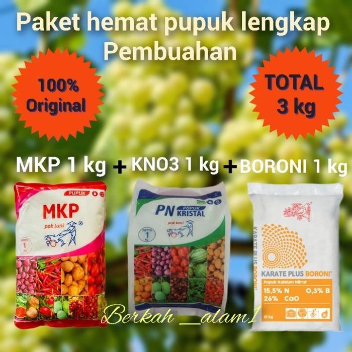 Paket hemat pupuk anggur MKP KNO3 PUTIH BORONI 3 kg