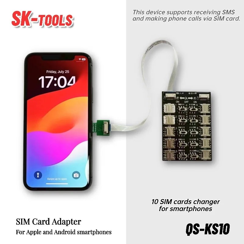 Card Changer Multi SIM Card Reader with 10 Slots SIM Card Adapter Android Apple Universal 10