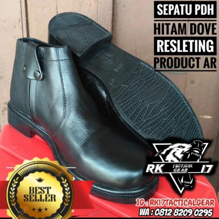 Aerostreet - Sepatu Pdh Dop Resleting Merk Ar Pdh Polisi Tni Security Kulit Asli