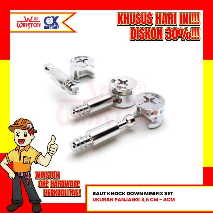 Promo Baut Knock Down Minifix Set / Sambungan Kayu Socket Furniture / 15009