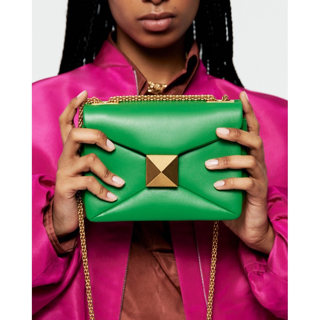 Tas tangan kulit desainer mewah kulit sapi dompet kecil bahu rantai keling besar emas tas jinjing hi