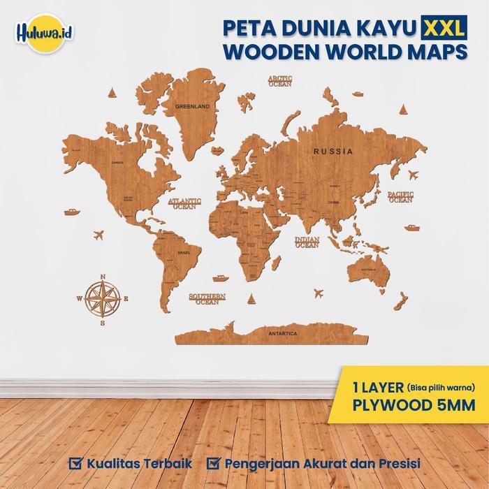 Peta Dunia Kayu / Hiasan Dinding Peta Size Xxl