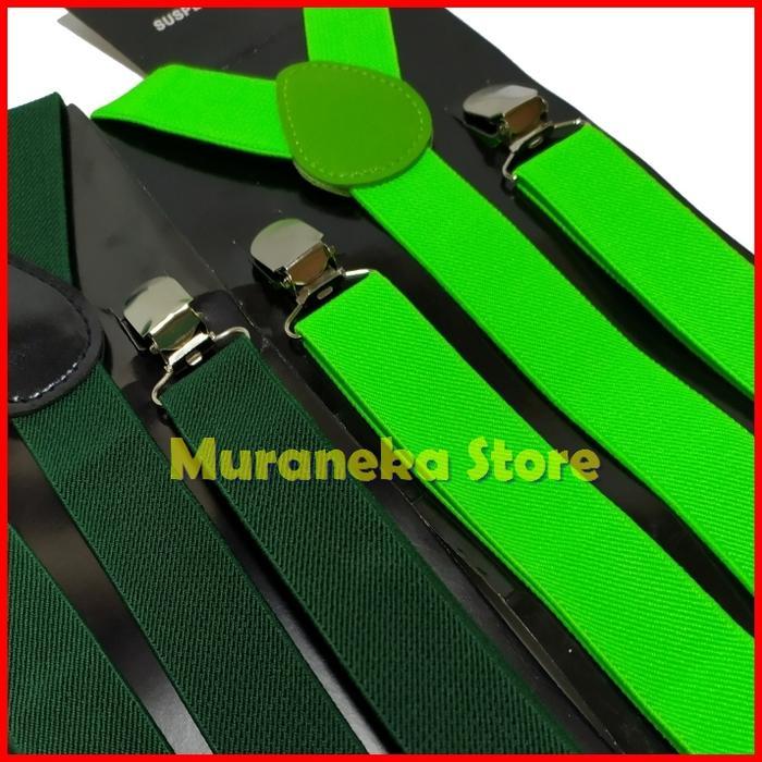 Bretel Suspender HIJAU Baju Dewasa Polos Tali Kodok Jojon Jeans Denim