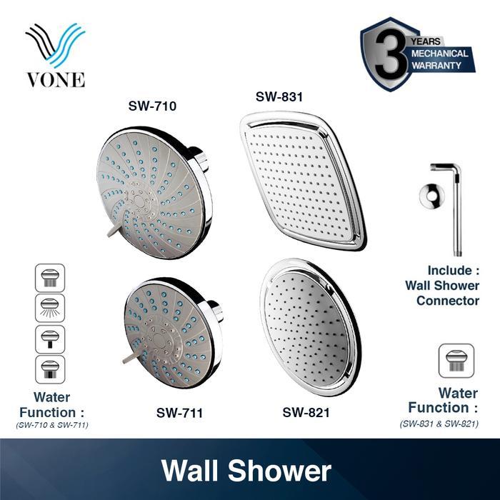 Toto - Vone Shower Set Wall Tembok Mandi Head Kepala Tanam Bulat Kotak