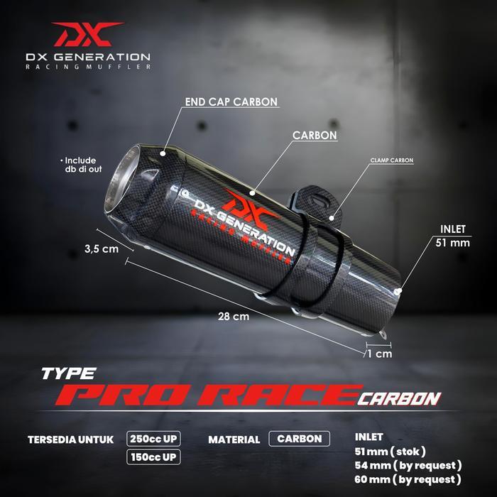 Knalpot Dx Pro Race Carbon Fullsystem new ninja R25 cbr 250 rr mt 25 - Bending Glossy