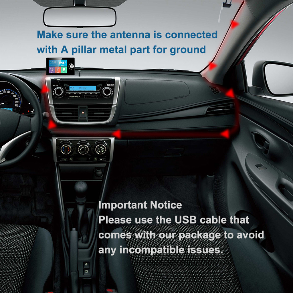 Ezonetronics DAB+ Radio Car DAB+Digital Radio Portable Tuner Receiver with Antenna USB Dongle for