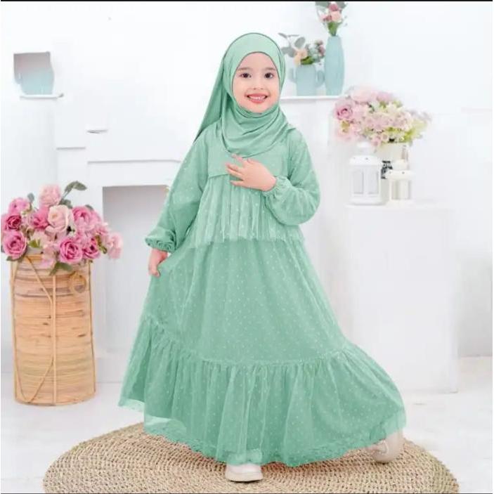 m3 Gamis anak Emy kid / 3-11 tahun / gamis geulis kid / gamis tutu / gamis Maxi anak perempuan /