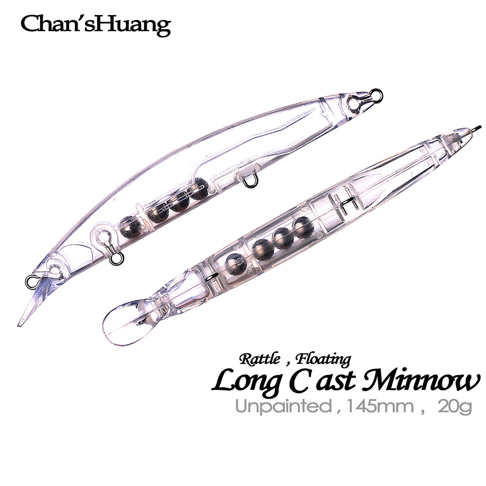 Chan?Huang 20PCS Unpainted Blanks Fishing Lure 14.5cm 20g Floating Rattles Long Cast Minnow DIY
