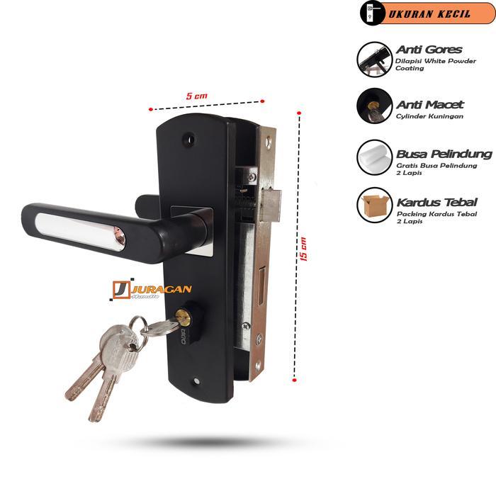 PROMO GAGANG DAN KUNCI PINTU SET STANDAR - HANDLE FULLSET KUNCI MINIMALIS - PEGANGAN PINTU HITAM