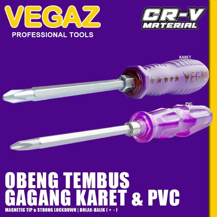 [] VEGAZ - Obeng Ketok Bolak Balik Gagang Karet & PVC Screwdriver 4 inch
