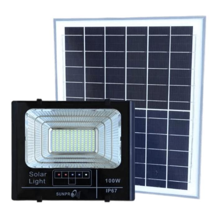 PROMO Solar LED Flood Light SUNPRO S-100 Cahaya Putih 100watt - Lampu Sorot Led Solar Floodlight