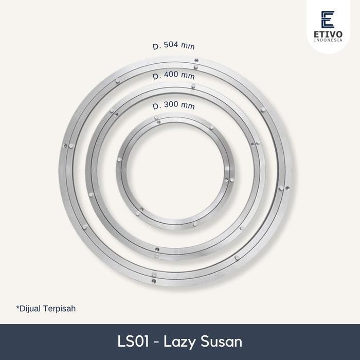 Hot Sale Etivo Ls01 Kolaher Ring Meja Makan Putar Bulat Lazy Susan Rotator Tatakan Kaca Alumunium