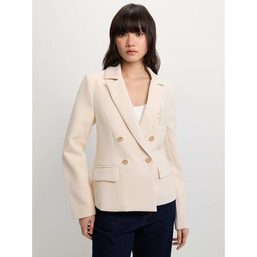 Pomelo. - Embroidered Blazer - Beige