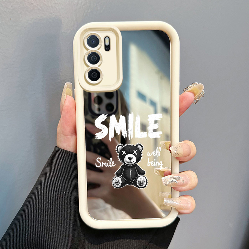 Casing Hp OPPO A16 OPPO A16s OPPO A54s Case Casing Boneka beruang Pola Kasus cermin tangga Kasus pon