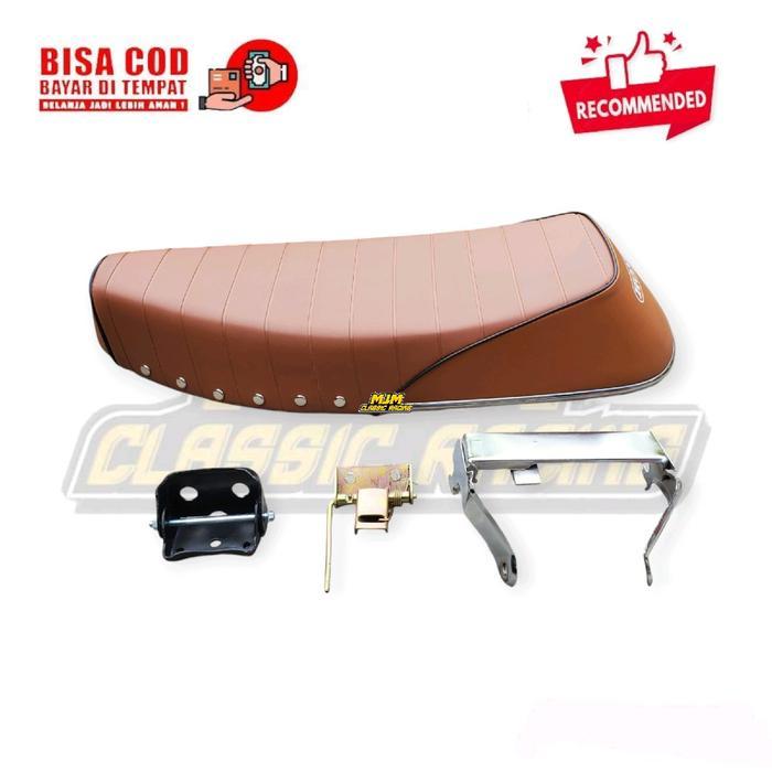 Jok Motor Honda C70 Coklat Fullset Kunci Jok + Engsel + Pangkon Jok