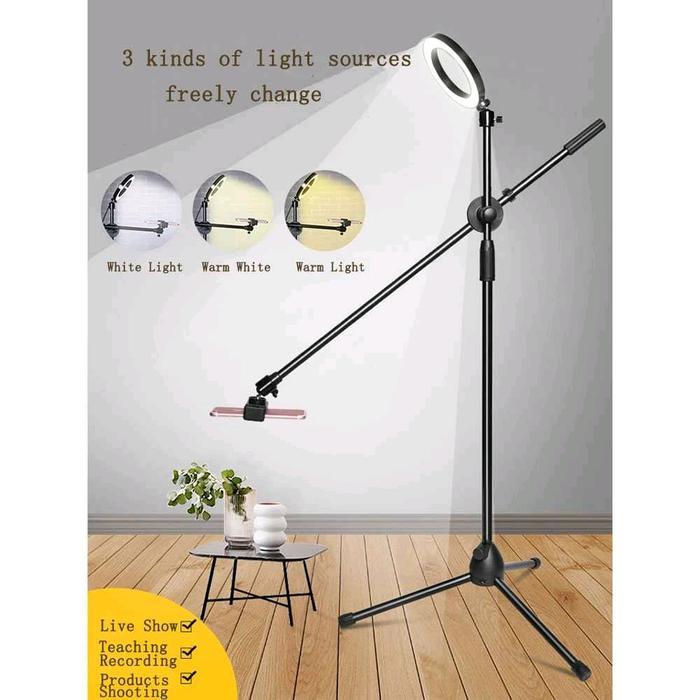 Tripod Stand Tiang Holder HP Smartphone Live Boom Arm Lampu Ring Light