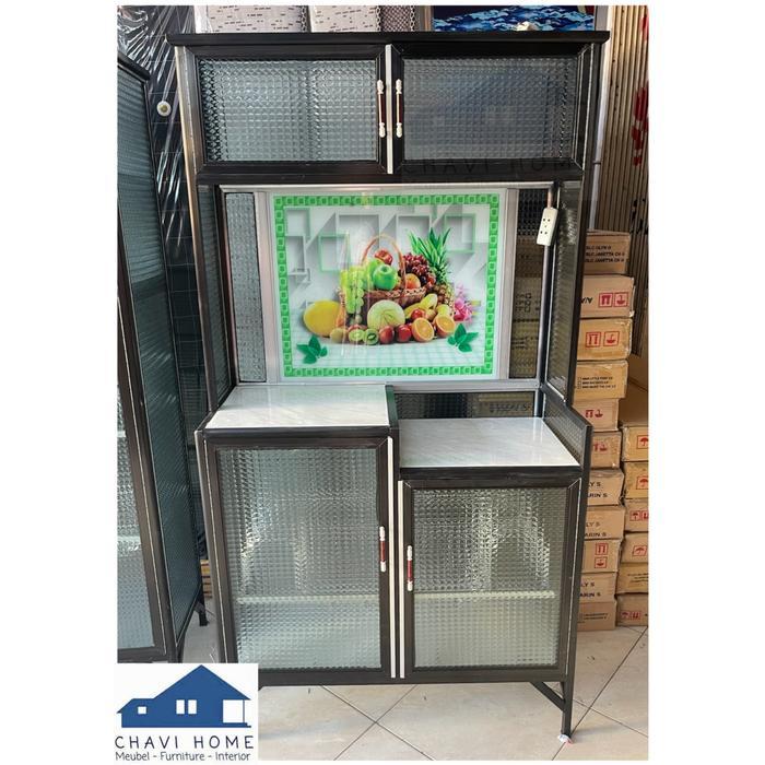 Rak piring aluminium meja keramik susun rak dapur lemari dapur almini