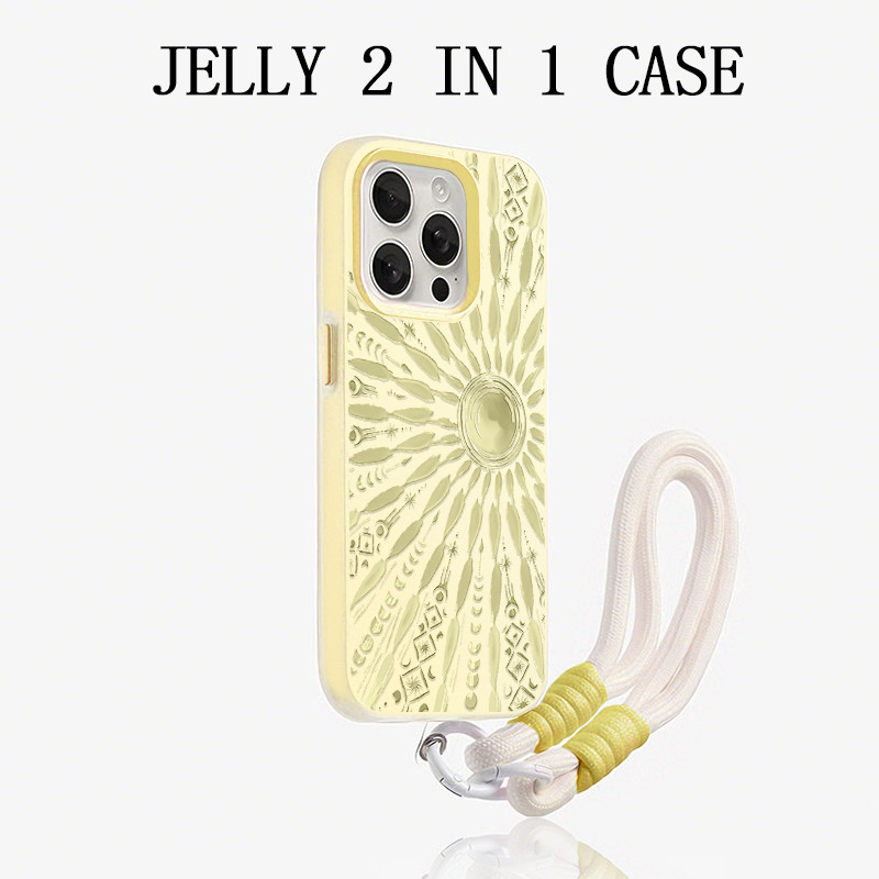 Tali Gantungan Kuning Cahaya Jelly 2 In 1 Casing Iphone 17 Pro Max 16 Pro Max 12 Pro 16 Plus 11 14 1