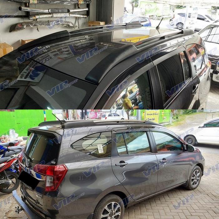 Toyota Calya & Daihatsu Sigra Sporty Roof Rail Variasi Atap Mobil Fiber Hitam Doff & Stainless Steel