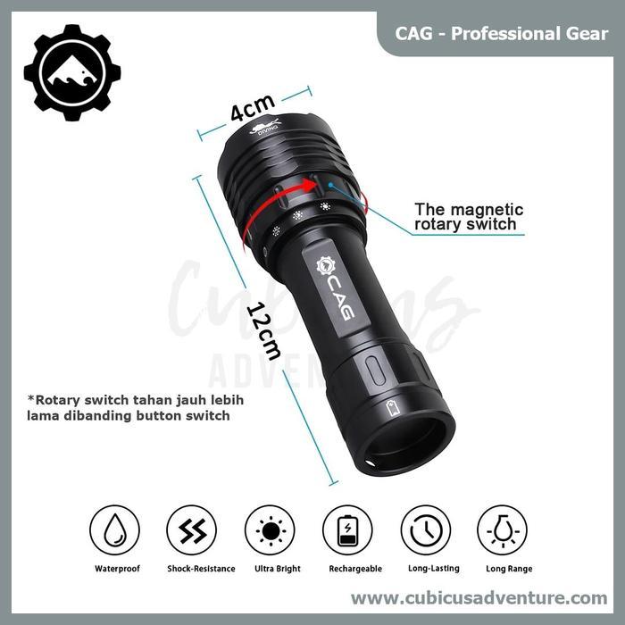 CAG Underwater Spot Light Scuba Diving - Senter Selam Waterproof Penerang Night Dive
