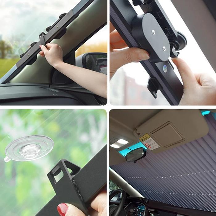 SUNSHIELD ROLL PELINDUNG PANAS KACA MOBIL DASHBOARD KACA TIRAI GULUNG PENUTUP KACA DEPAN MOBIL