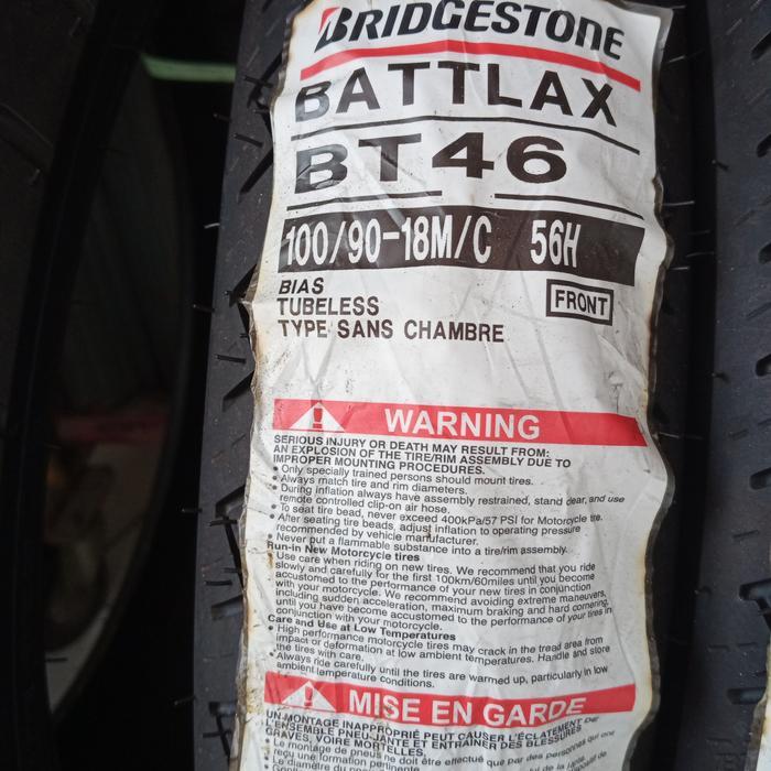 Ban Luar Battlax Bt 46 Ukuran 100/90-18 Battlax Tubeless