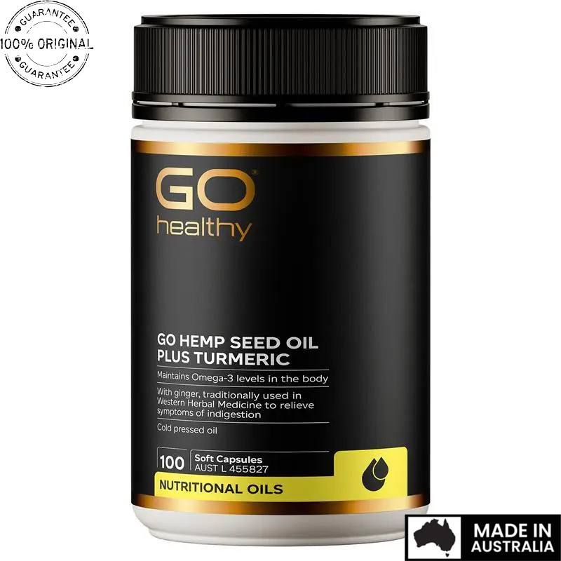 Aussie Original GO Healthy Hemp Seed Oil Plus Turmeric 100 Soft Capsules
