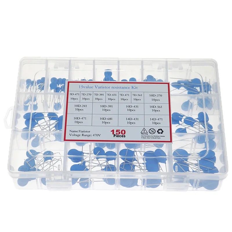 150pcs 15value x 10pcs Varistor Resistor Assorted kit 5D471K 7D471K 7D431K 10D471K 10D431K 10D391K