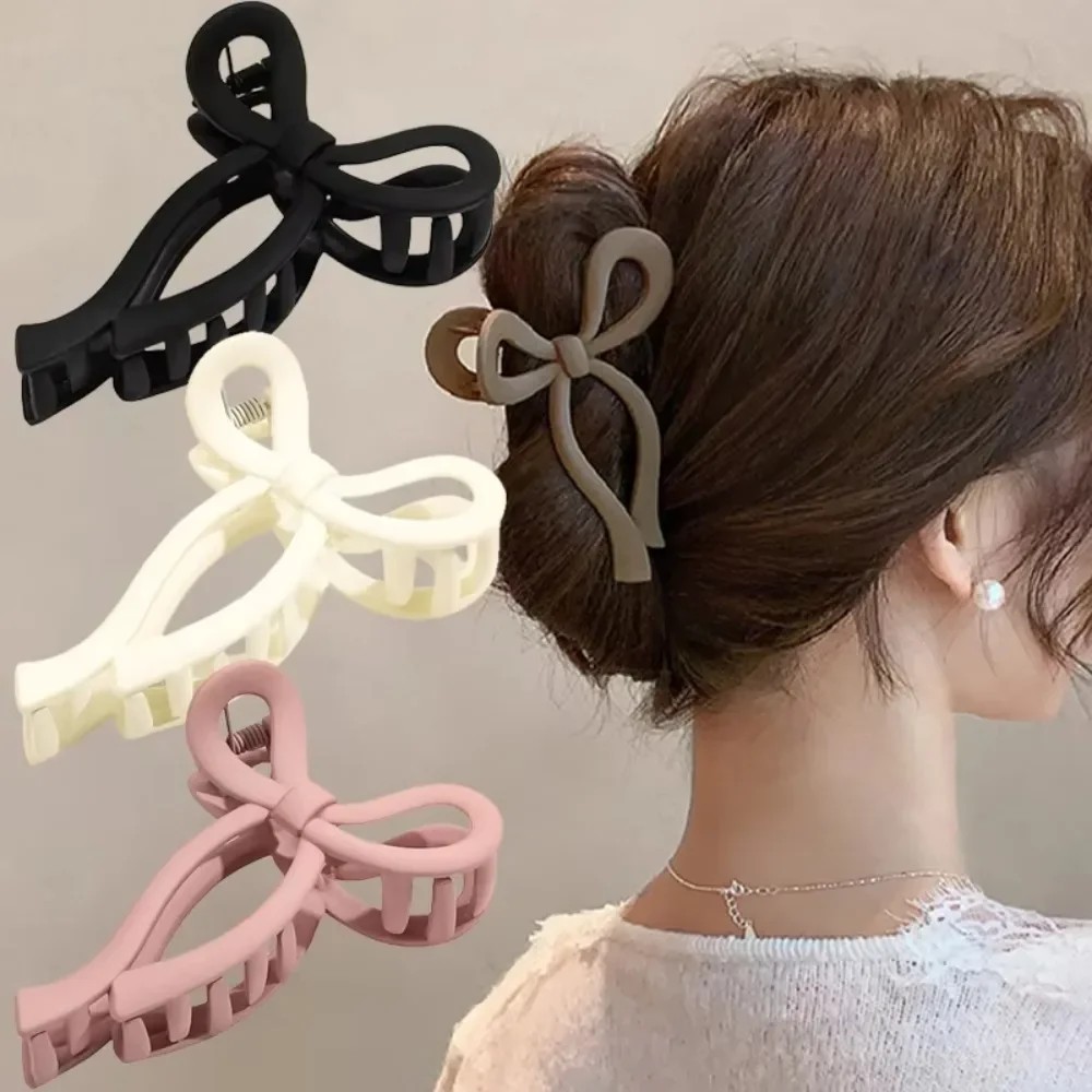 Bow Matte Large Hair Claw Crab Ponytail Acrylic Bowknot Hair Cli Hairpins Girls Barrettes Headbands
