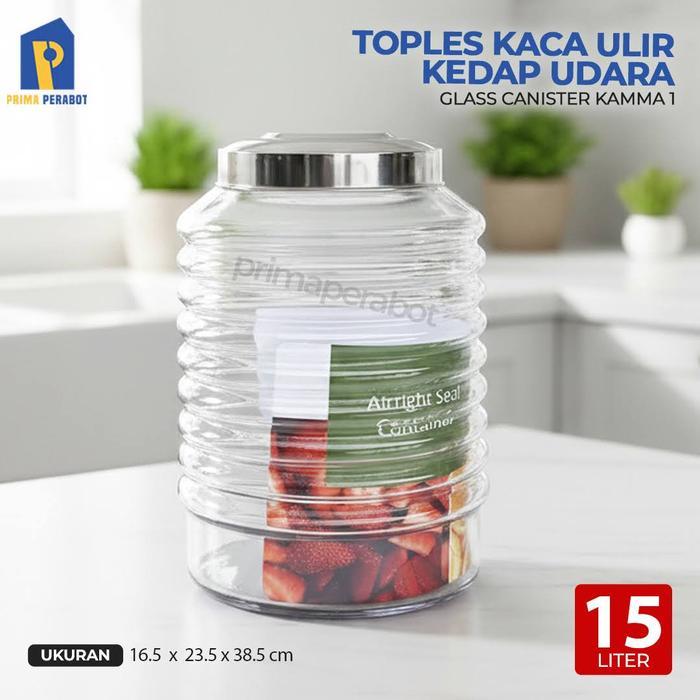 DLX Glass Canister 15 Liter Toples Kaca Premium Seal Kedap Udara Toples Kamma 1