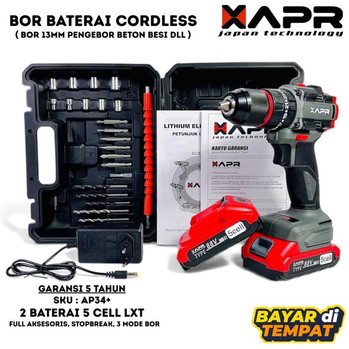 APR JAPAN AP34+ PROMO MESIN BOR BATERAI CORDLES 34V 10MM BOR OBENG BETON KAYU BESI