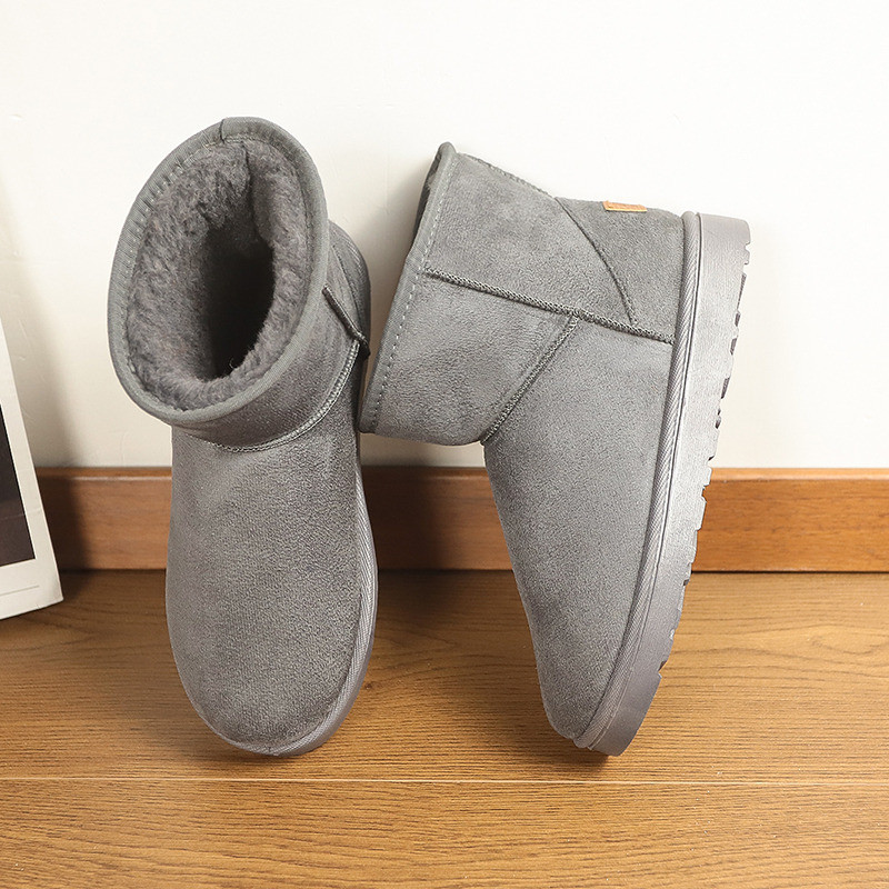 Unisex Suede Winter Boots Men Slip On Plushed Warmed Boots For Men Comfy Anti-Slip Ankle Boots Man