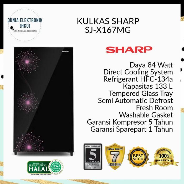 KULKAS SHARP SJ-X167MG SJ X167 MG LEMARI ES 1 PINTU LOW WATT 133 LITER