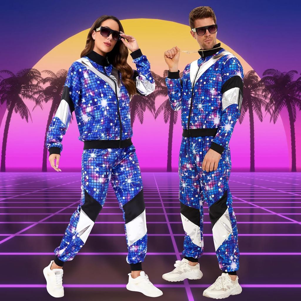 Women'S Men'S Costume 80S 90S Suit Party Accessories Disco Jacket Trousers Outfit Women'S Men'S