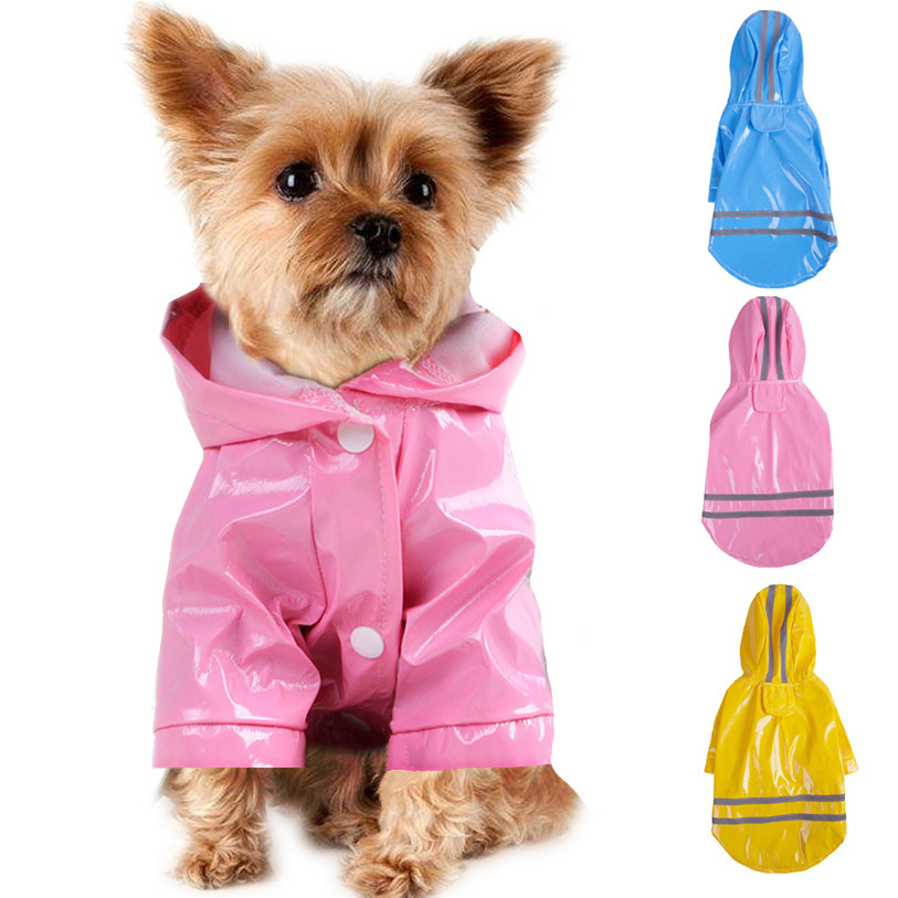 Summer Outdoor Puppy Pet Rain Coat S-XL Hoody Waterproof Jackets PU Raincoat for Dogs Cats Apparel