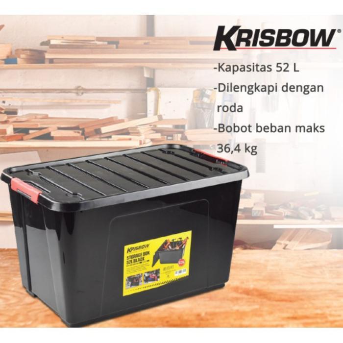 Container Plastik Storage Box 52 Liter Hitam Krisbow