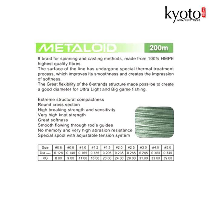 Cod - Kyoto Metaloid X8 200M (Moss Green) Pe Senar Benang Pancing Lentur Laut Kuat Best Seller